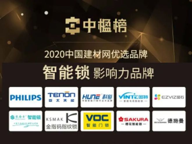 博鱼2020中楹榜十大智能锁影响力品牌出炉德施曼VOC亚太天能科裕因特萤石等榜上(图1)